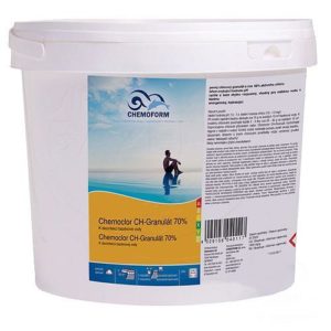 - pevný chlórový granulát s cca 68% aktívneho chlóru- l'ahko zvyšujúci hodnotu pH- rýchlo a prakticky bez zbytkov rozpustný- obzvlášť vhodný pre mäkkú vodu v bazéne- anorganický