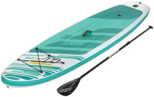 Paddleboard Bestway® Hydro-Force™ HuaKa'i 65346 je vhodný na plavbu po pokojnej hladine vody a na malých vlnách. Nafukovací paddleboard je zhotovený z odolného Drop-Stich materiálu a poskytuje vynikajúcu trvácnosť a stabilitu. Ľahko sa skladuje a vyznačuje sa vysokou pevnosťou. Dvojitá komora a protišmykový trakčná  podložka na povrchu sa postarajú o vašu bezpečnosť na vode. Pomocou elastickej šnúry si môžete pripevniť náklad. Paddleboard ľahko nafúknete pomoci ručnej pumpy