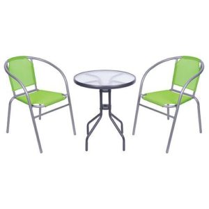 Balkónový set pozostáva z dvoch stoličiek a jedného okrúhleho stola. Set je ideálnym funkčným doplnkom pre posedenie