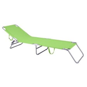 Zelené lehátko je určené pre umiestnenie vo vonkajších priestoroch. Konštrukcia lehátka je kvôli pevnosti vyrobená z kovu