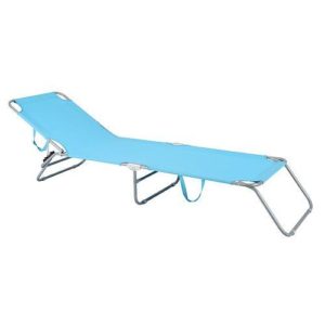 Modré lehátko je určené pre umiestnenie vo vonkajších priestoroch. Konštrukcia lehátka je kvôli pevnosti vyrobená z kovu