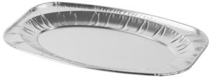 Jednorázový oválny podnos je vyrobený z hliníku a preto je vhodný na používanie pri grilovaní. Na podnos je možné uložiť čokoľvek potrebujete