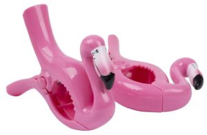 Štipce na plážové osušky slúžia na pripevnenie osušky k lehátku. Sú vyrobené z kvalitného vysoko odolného termoplastu ( ABS). Trendový letný dizajn pre potešenie oka v tvare plameniaka